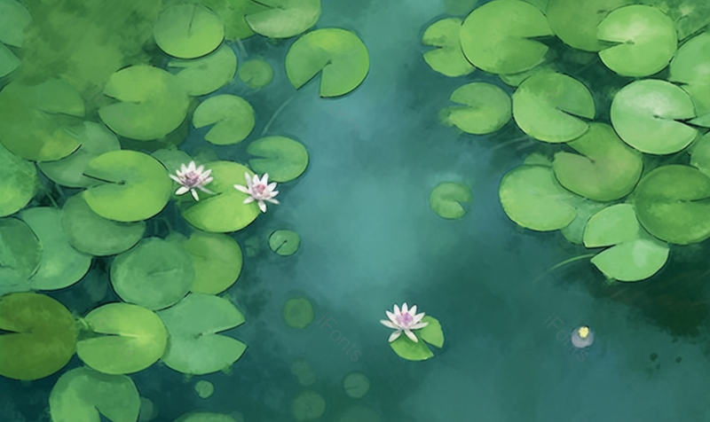绿色盛开的荷花手绘插画图,插画/手绘图,插画/手绘图库,插画/手绘图下载,插画/手绘